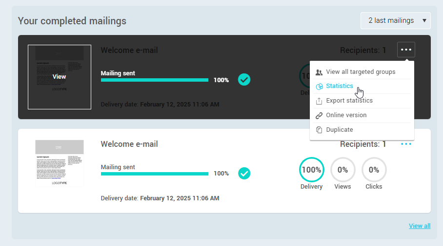 Mailings statistics